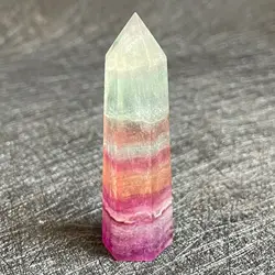 Natural Stone Colorful Fluorite Wand Point Decoration Polished Quartz Crystal Tower Reiki Healing Obelisk