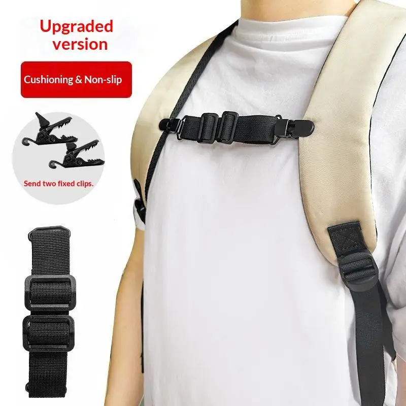 Non Slip Backpack Shoulder Strap Decompression Nylon Adjustable Quick Release Chest Harness Buckle Clip