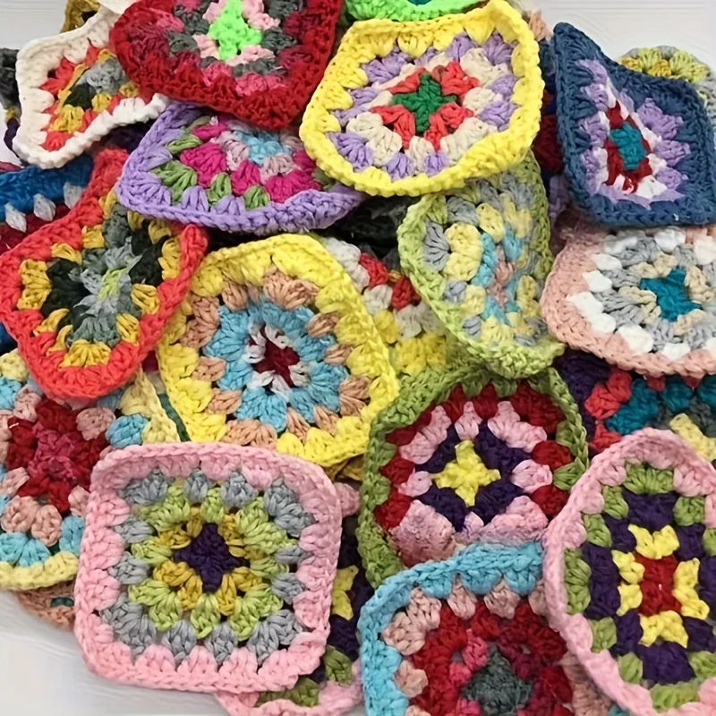 Mix Colors Handmade Crochet Doilies Suit Square Flower Piece Clothing Pocket Coaster Bag Tablecloth DIY Jewelry 6cm view 4