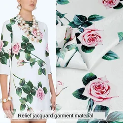 Printing Jacquard Polyester Fabric Brand Rose Fashion Ladies Clothing Printed Fabrics Cloth for Dress by the Meter Sewing