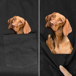 CLOOCL Funny Dogs Middle Finger Pocket T-Shirts Short Haired Pointer Dog Printed Cotton Tees Men for Women Short Sleeve Shirts