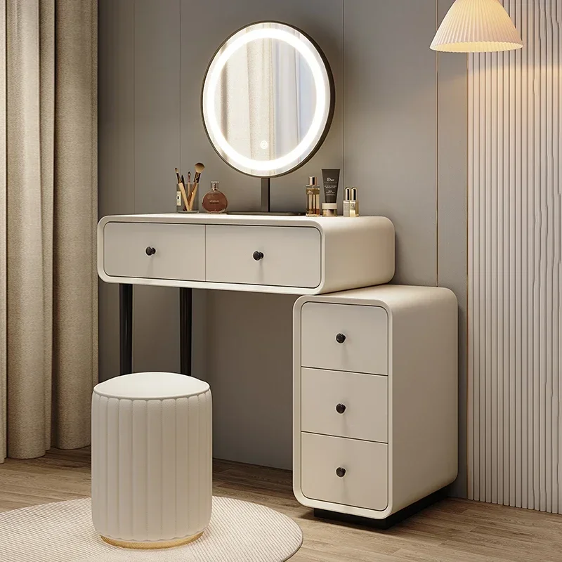 

Luxury Led Lights Dressing Table Bedroom Nordic European Classic Dresser Antique Storage Girls Tocador Moderno Furniture