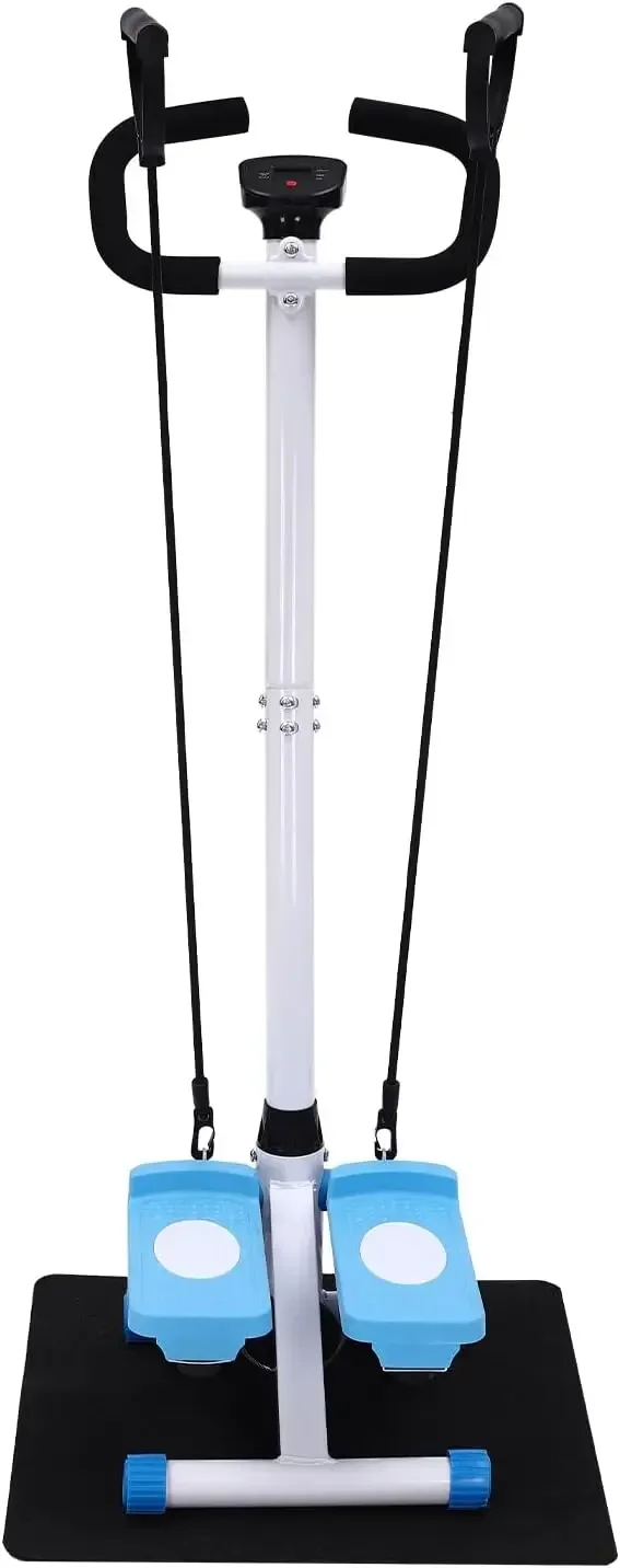 مدرب متقاطع مع شاشة LCD، ستيبر سلم مع مقود، سلالم للياقة البدنية قابلة للتعديل للساقين والأساسية والأرداف #4