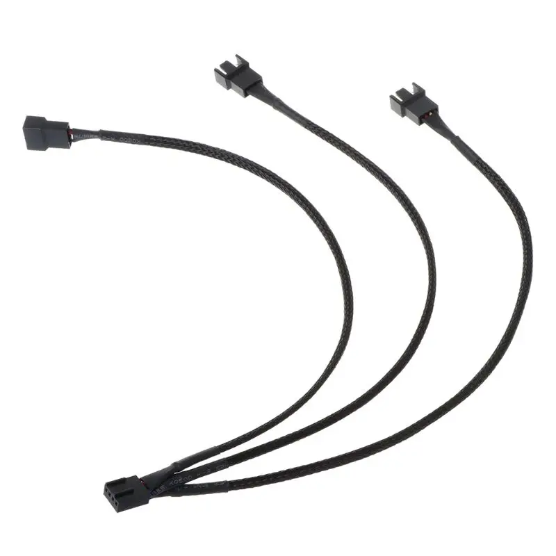 E9LB 4Pin to 3 Ways Y Splitter Cable Fan 4 Pin to 3x4Pin/3Pin Extension Cable 30CM/11.8in