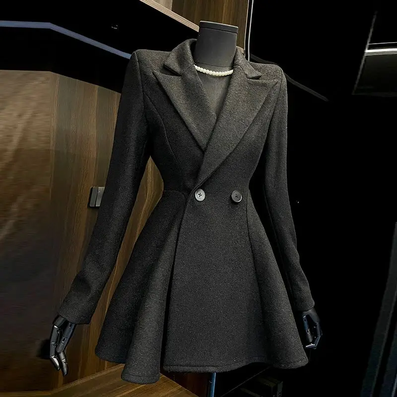 High-end Wool Blazer Winter Outerwear Women Luxury Brand Clothes Wool Coat Slim High-quality Jackets for Women Vintage Harajuku