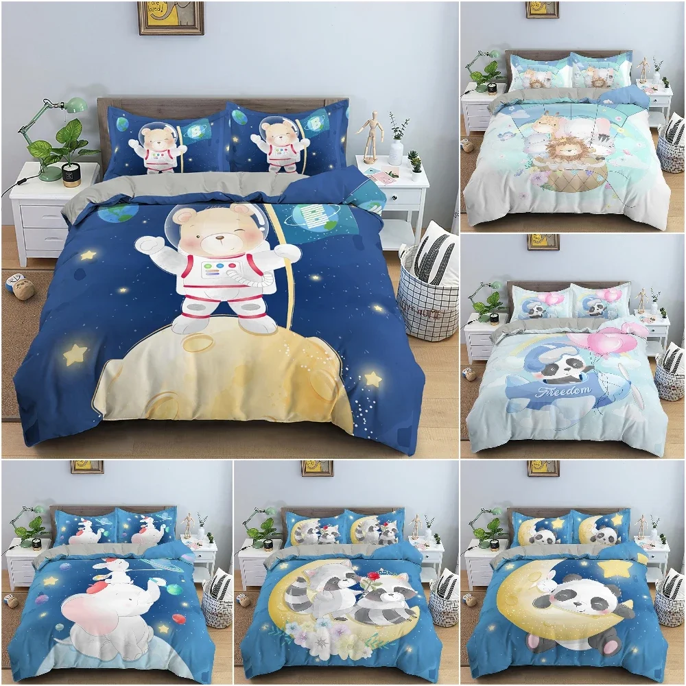 

3D Cartoon Pattern Duvet/Quilt Cover Cozy Soft Bedding Set for Children Kids Bedroom Decor Bedclothes Queen Twin Single 2/3Pcs