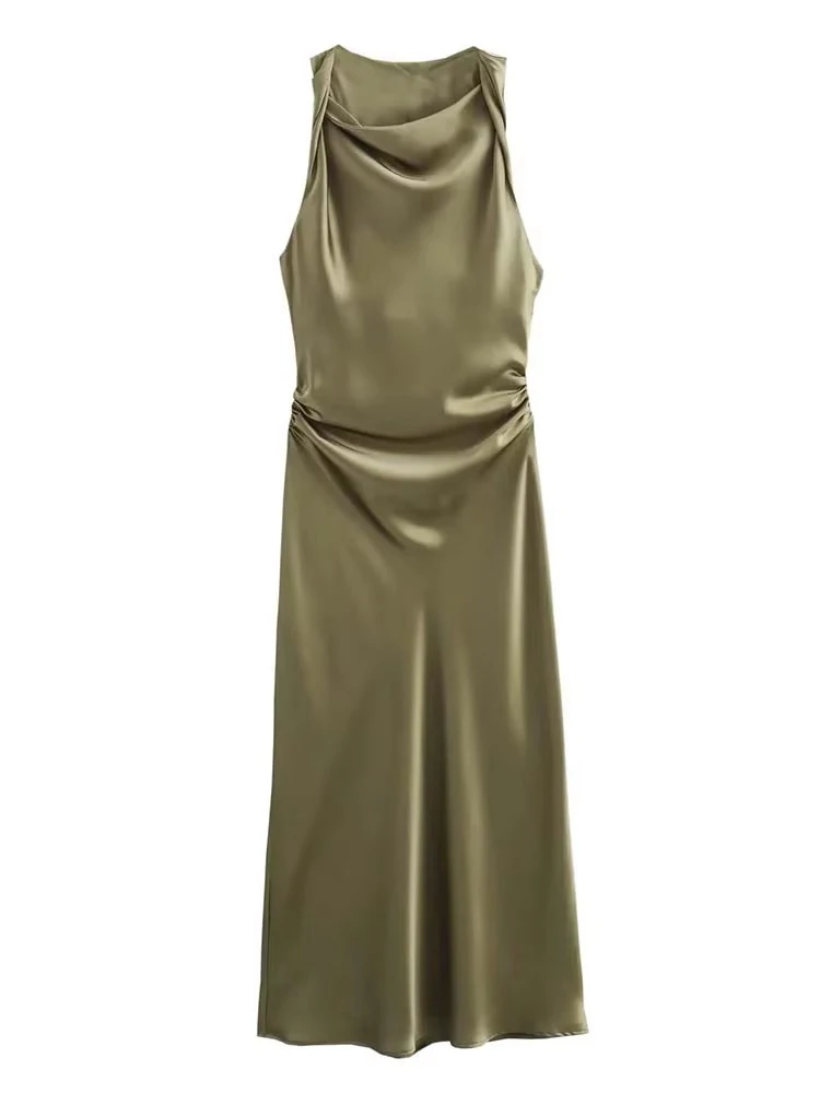 Satin Long Dresses for Women 2026 Summer Slip Midi Dress Woman Sexy Evening Party Dress Sleeveless Female Elegant Dresses