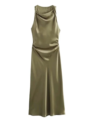 Imagen 2 del producto Vestidos largos de satén para mujer, vestido Midi de verano 2024, vestido de fiesta de noche Sexy para mujer, vestidos elegantes sin mangas para mujer