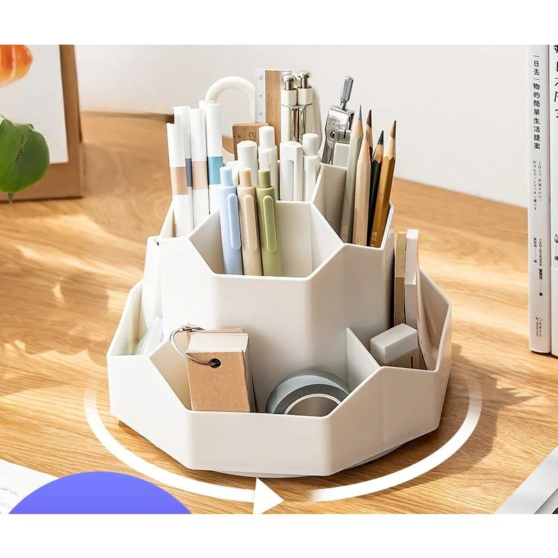 Rotating Multi Grid Pen Holder Desk Organizer Storage Box Office Stationery Gift