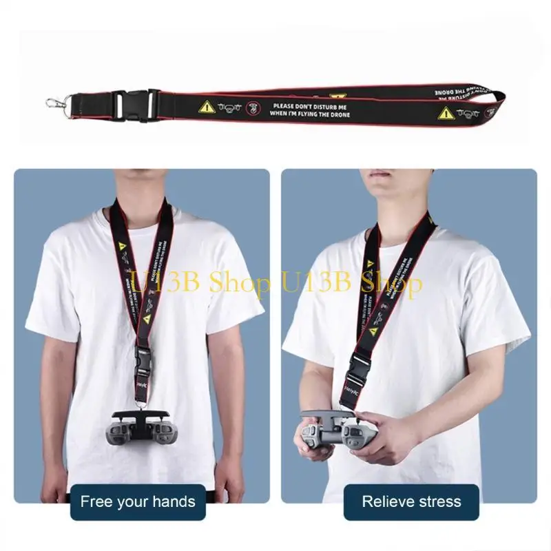 

U13B Comfortable Neck Strap with Flight Warning Sign for Avata 2 Remote Control Adjustable Shoulder Belt Lanyard
