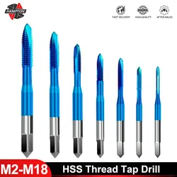 Hampton M2-M18 HSS Thread Tap Drill Nano Blue Coated Machine Plug Tap Straight Flute Thread Screw Tap Hand Tools