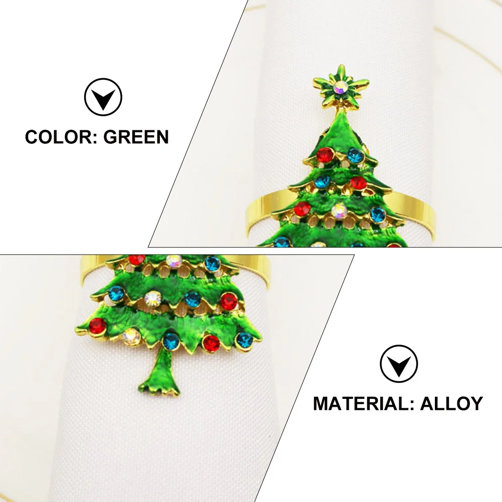 

6pcs Christmas Tree Napkin Rings Metal Napkin Holder For Party Wedding Dinner Table Decor Holiday Home Decoration Xmas Supplies