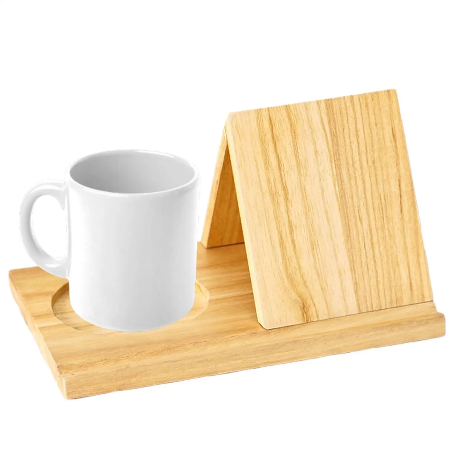 

Деревянная подставка для чтения ручной работы с держателем для чашки, треугольная подставка для книг, многофункциональная подставка-полка для спальни, деревянная подставка для чтения книг