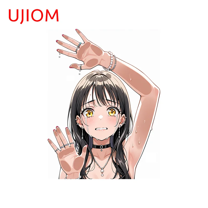 UJIOM Anime Girl Wall Sticker Creative Half Body Design Vinyl Decal Trendy Suitable For Computer Cooler Windows Glass Decoration