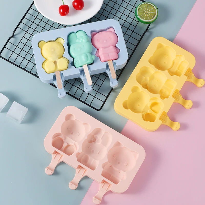 Silicone Popsicle Mold Ice Cream Molds Cake Mould DIY Homemade Cartoon Shape Ice Cream Mould Maker Trays Kitchen Accessories