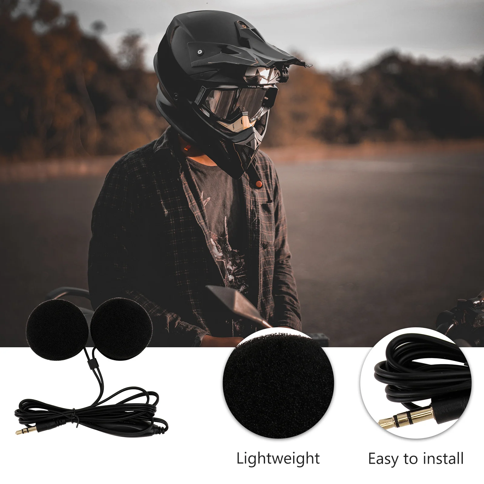 

Universal Fit 3.5mm Motorcycle Headset Microphone Riding Music Durable Earpiece Black Motorbike for Adults