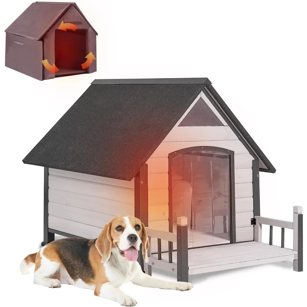 Metal Frame Dog House with Insulated Liner for Indoor & Outdoor Use - Large Dog Kennel with Weatherproof Roof & Foot Pads for S