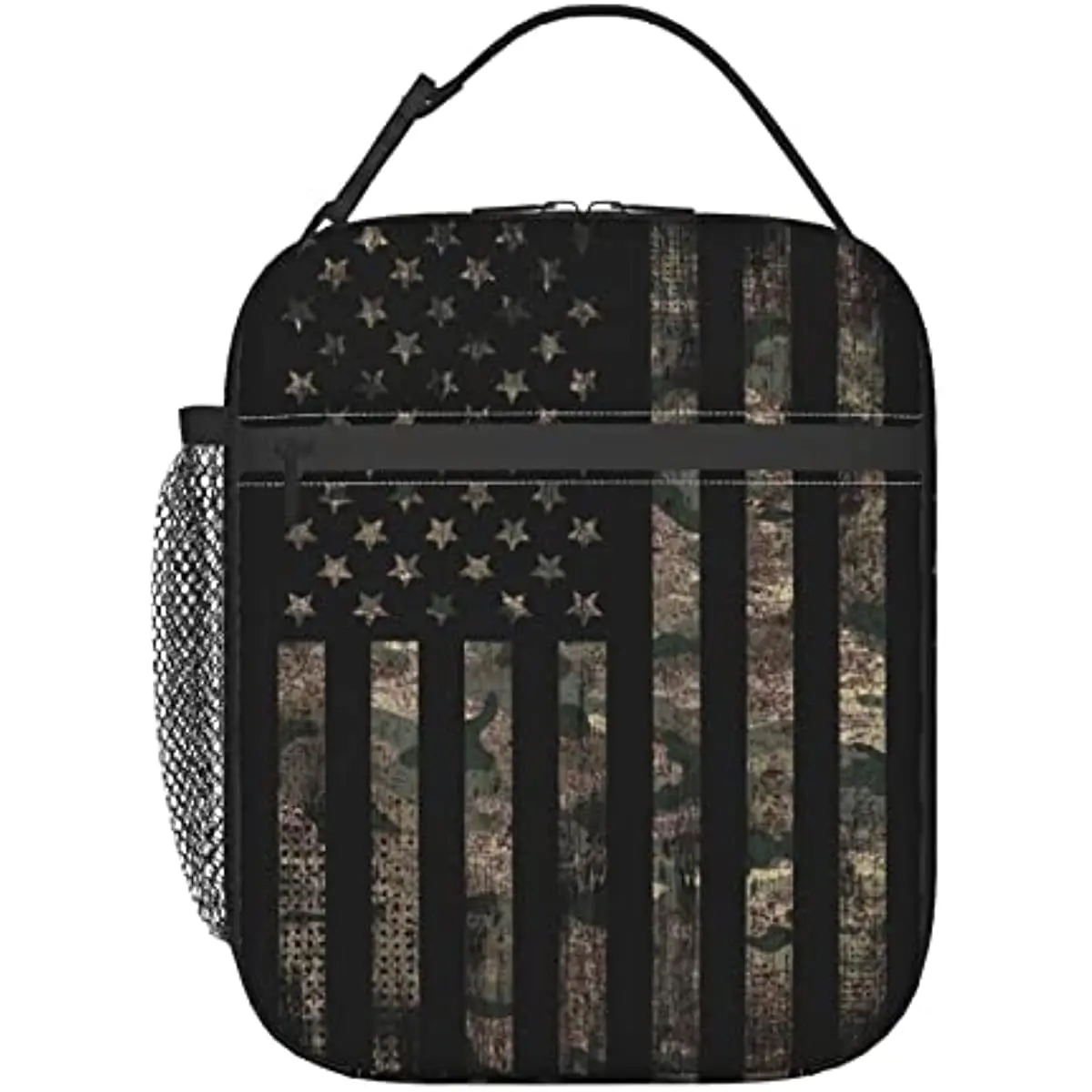 Camouflage Hunting Tactical Camo American Flag Portable Lunch Bag Insulated Lunch Box Reusable Totes For Women Men Work Picnic