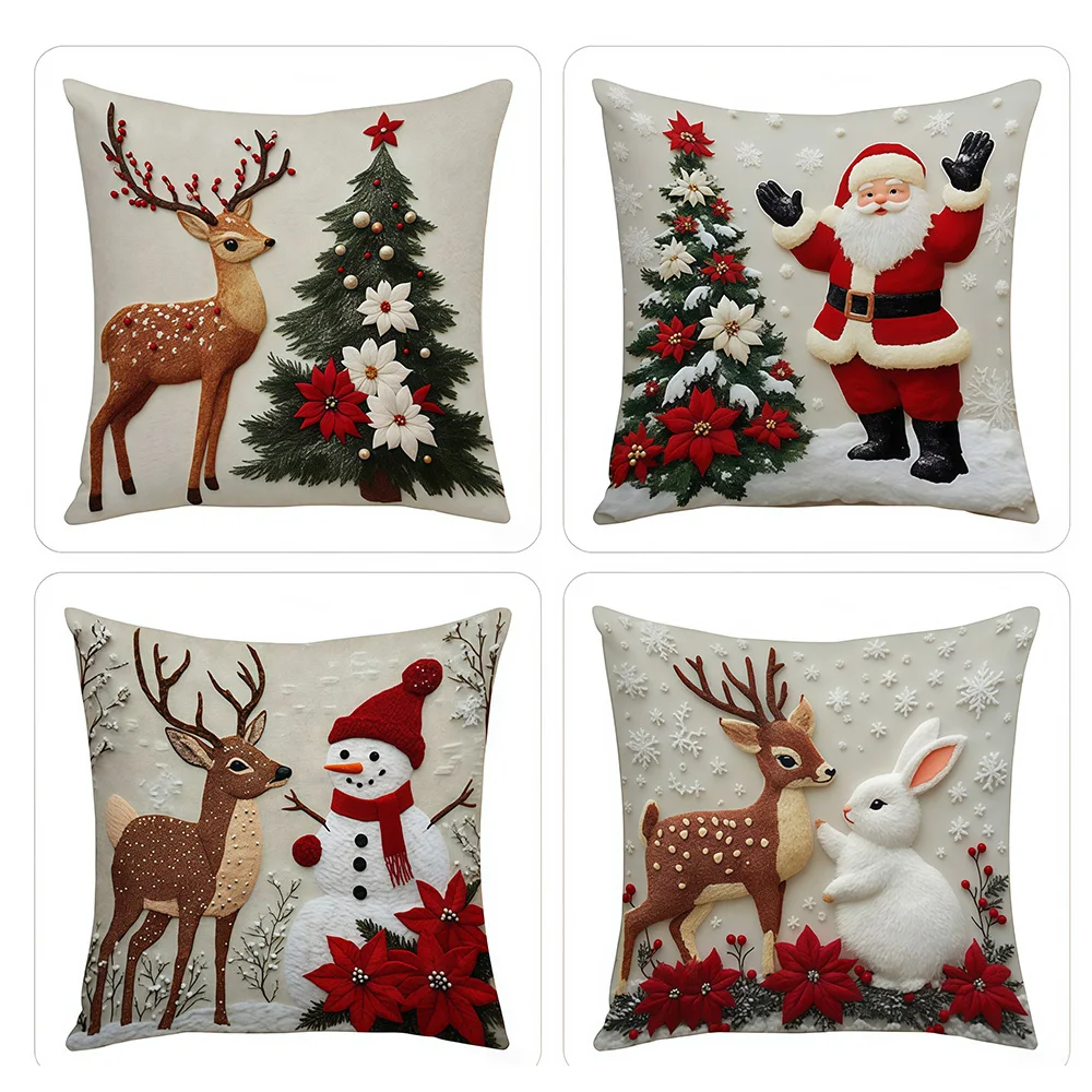 45x45 سنتيمتر عيد الميلاد وسادة تغطي أريكة وسادة الحالات سانتا كلوز ثلج الأيائل عطلة ديكور المنزل هدية