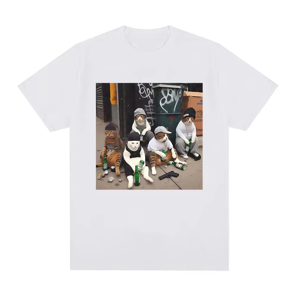 

Cat Gang Meme Graphic T Shirts Fashion Vintage Short Sleeve T-shirt High Quality Kids Tshirt Men's Shirts Women Y2k T-shirts