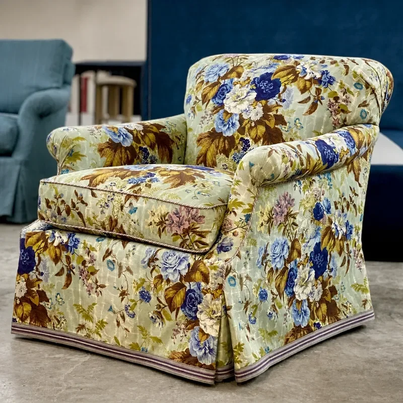 Retro Sofa Chair for Small Apartment Living Room High End Leisure Armchair Single Seat for Villa Master Bedroom Comfortable