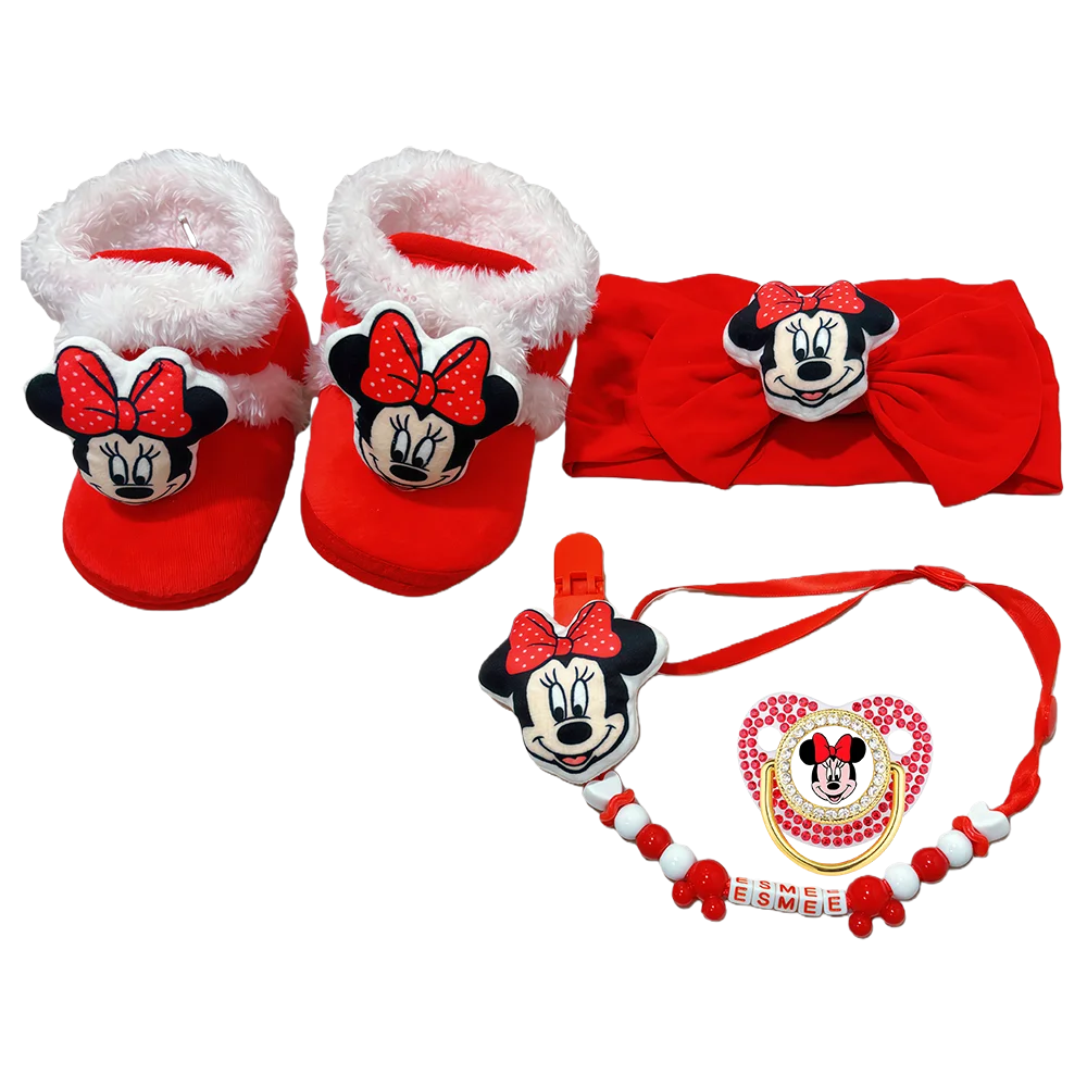 

Kawaii baby shoes animal-patterned baby hair bands baby photo props newborn feeding pacifiers and baby chain clips girl gift set
