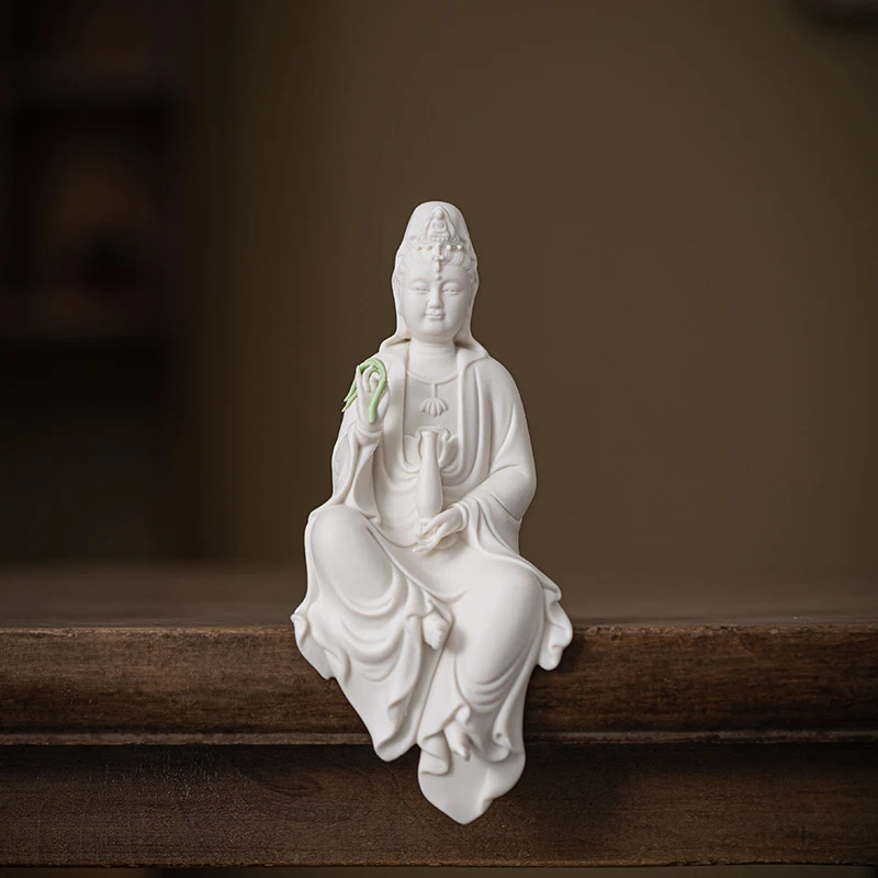 Chinese Zen-Style Backflow Incense Burner With Willow Guanyin Figurines Home Worship, Suitable For Buddhist Shrines And