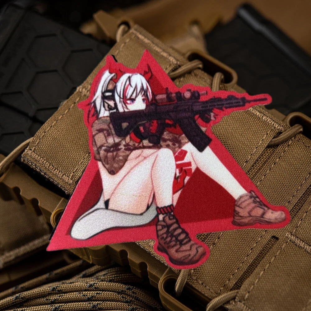 Parche táctico gancho y bucle impreso Chica Anime para mochila - imagen 4