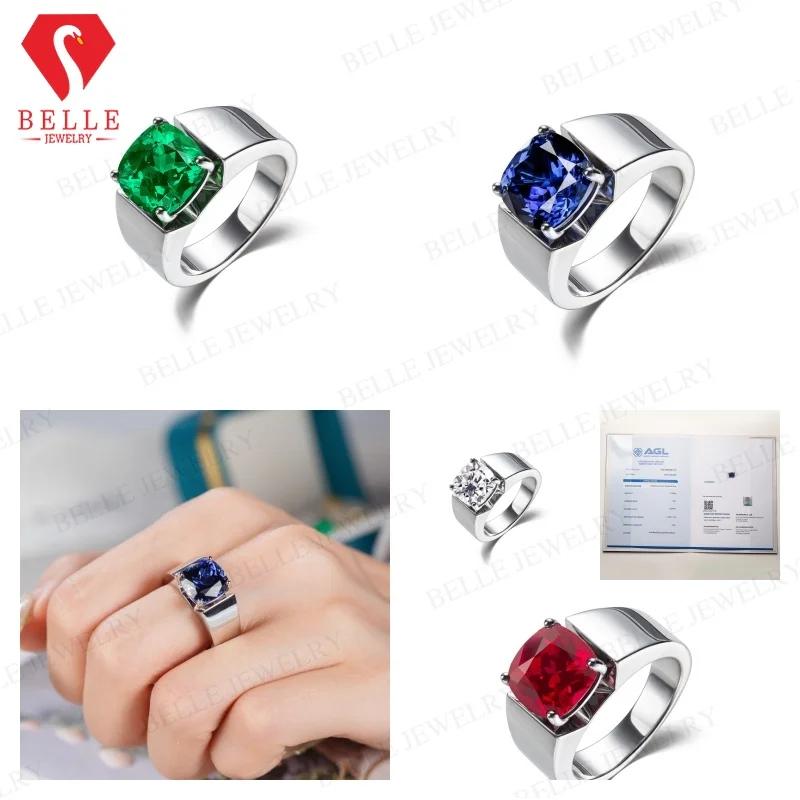 Moissanite Ring 10mm 925 Sterling Silver Cushion Cut D GRA Certified Non‑Fading Fine Jewelry Factory Direct Daily Match