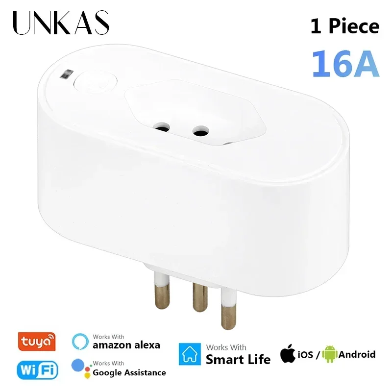 Tuya 16A Brazil Standard Wifi Smart Plug Socket Work with Google Home Alexa with