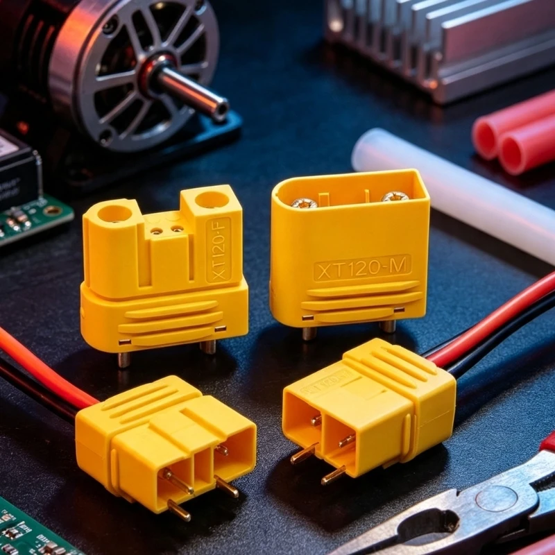 XT120 2+2 Power Coupler with Gold-Finish Contacts for High-Current Wiring, Equipment Feed Work, and 2+2 Contact Layout