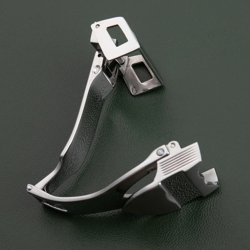 18 مللي متر 316L الفولاذ المقاوم للصدأ نشر المشبك مشبك ساعة ل تيودور حزام الجلود شريط مطاطي استبدال الفضة أضعاف مشبك #5