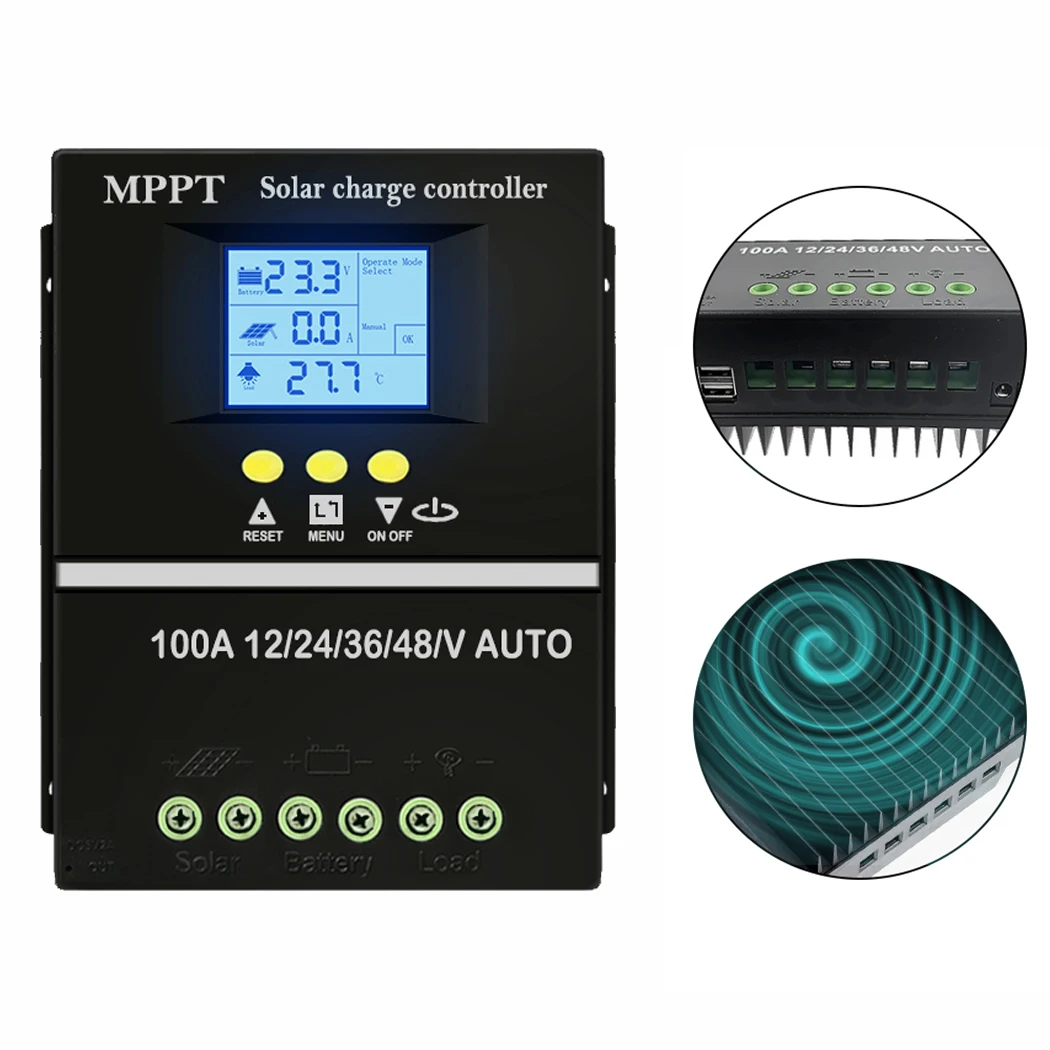 Imagem -06 - Ecgsolax-mppt Controlador de Carga Solar Regulador Automático com Dual Usb Painel Solar Max pv 90vdc 12v 24v 36v 48v 40a 60a 80a 100a