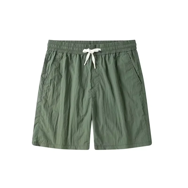 

Summer New Fashion Men's Solid Color Casual Trendy Knee Length Shorts Loose Wide Leg Breathable Sports Drawstring Shorts Male