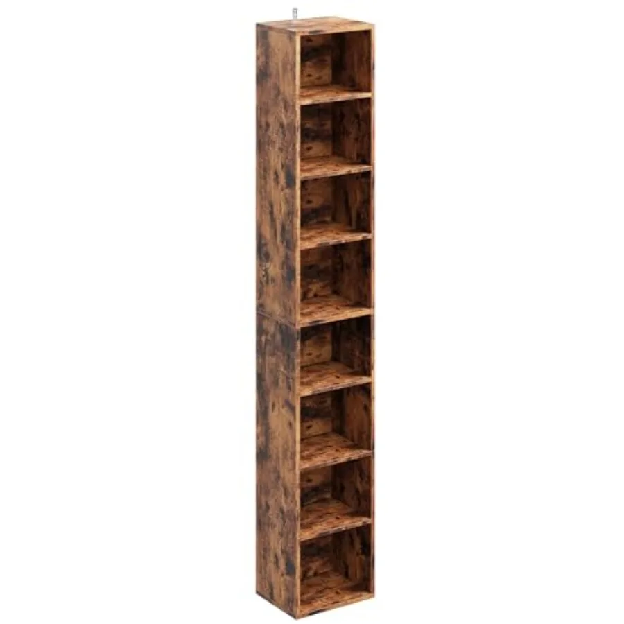 

Tall Narrow Bookshelf 8 Tiers Compact Corner Bookcase Floor Standing Display Storage Shelves 71 in Tall Easy to Match for Livin