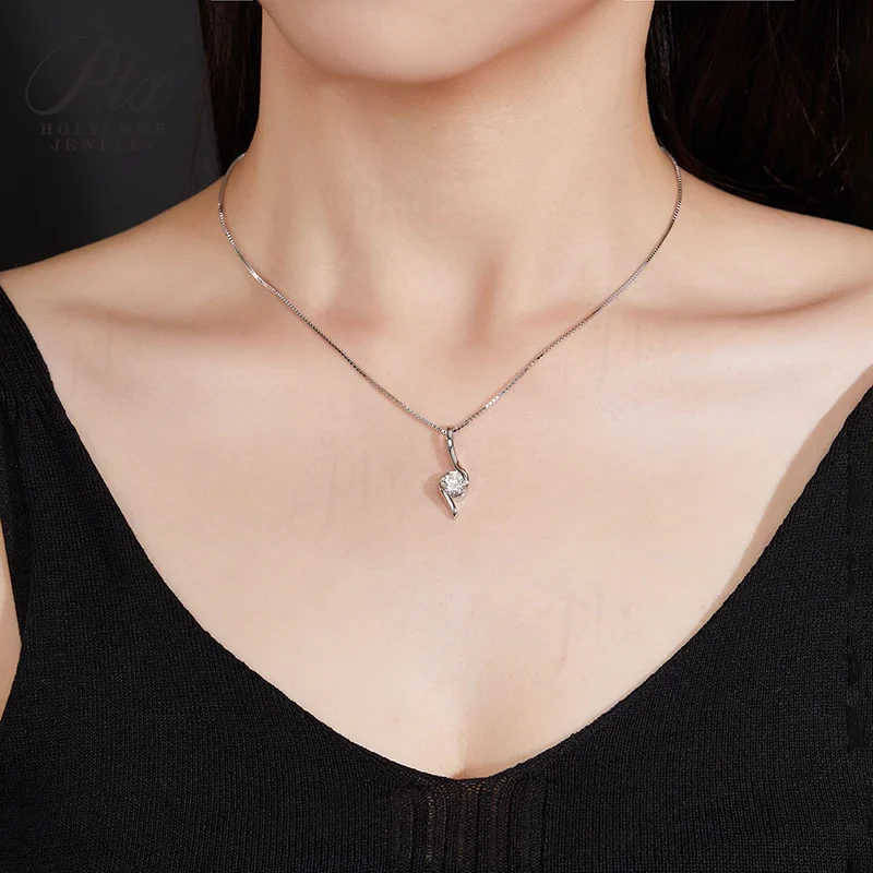 6,5 mm Moissanit-Komma-Halskette, Labor-Diamant-Anhänger, VVS1-Reinheit, Sterling Silber 925, 18k Weißgold-Plattierung, 2025 Beliebter Stil, Geschenk – Detail 9