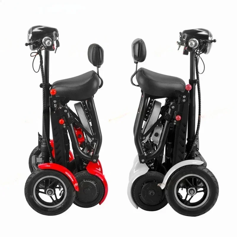 Foldable Four Wheel Electric Scooter for Old People Seniors Travel Folding Mobility Scooter 4 Wheels 250W Dual Motor Protable