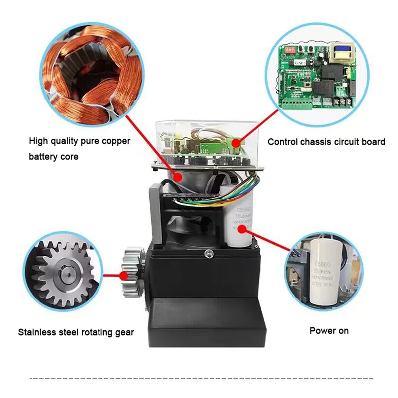 Electric Door Operator 370W Electric Automatic Sliding Gate Opener Motor Remote Control Kit