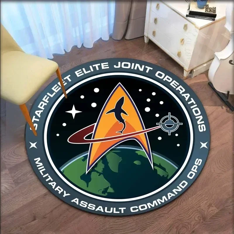 Star Trek Logo Round Carpet Home Decor Living Room Chair Floor Mat Bedroom Bathroom Kitchen Anti-Slip Door Mat