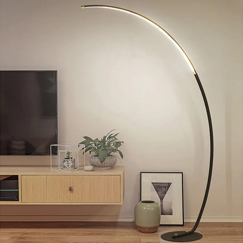 Nordic Long Arc Design Led Floor Lamps Sofas Dimmable for Living Room Coffee Tables Bedroom Minimalist Home Decor Luminaires