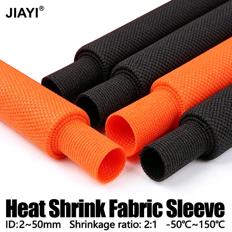 1~5m Braided Cable Sleeve Heat Shrink Tube PET Insulation Flam Retardant Shrinkable Wrap Sheath Wire Protection Cable Organizer