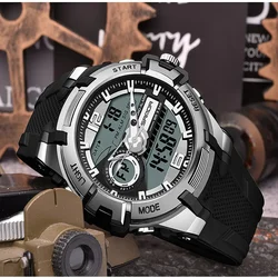 Sanda 6015 Fashion Sports Hand Clock For Teenagers Multiple Functions Waterproof Luminous Analog Digital Men’s Watch