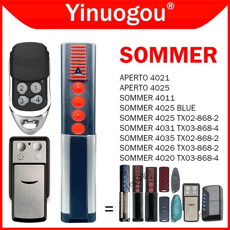 SOMMER 868MHz 4020 TX03-868-4 4026 TX03-868-2 Garage Télécommande Remplacement Garage Commande Ouvre-porte 4011 4025 4031 4035