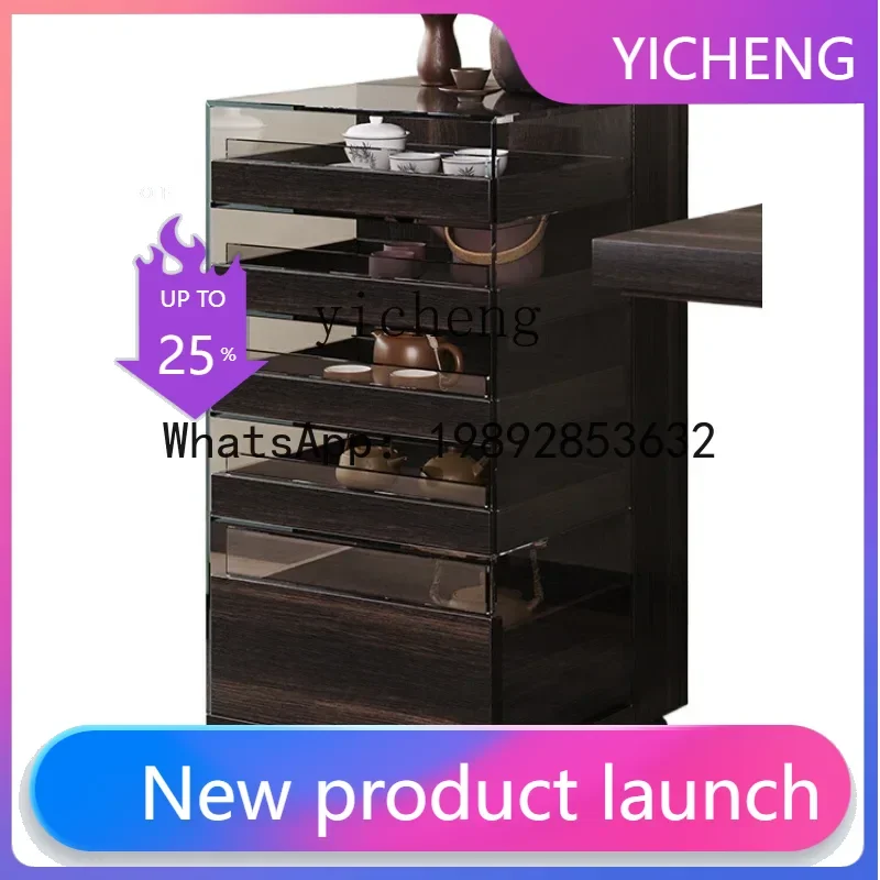 

H1 Tea Cabinet Removable Tea Table Living Room Storage Rack Tea Set Storage Display Cabinet Made of Glass