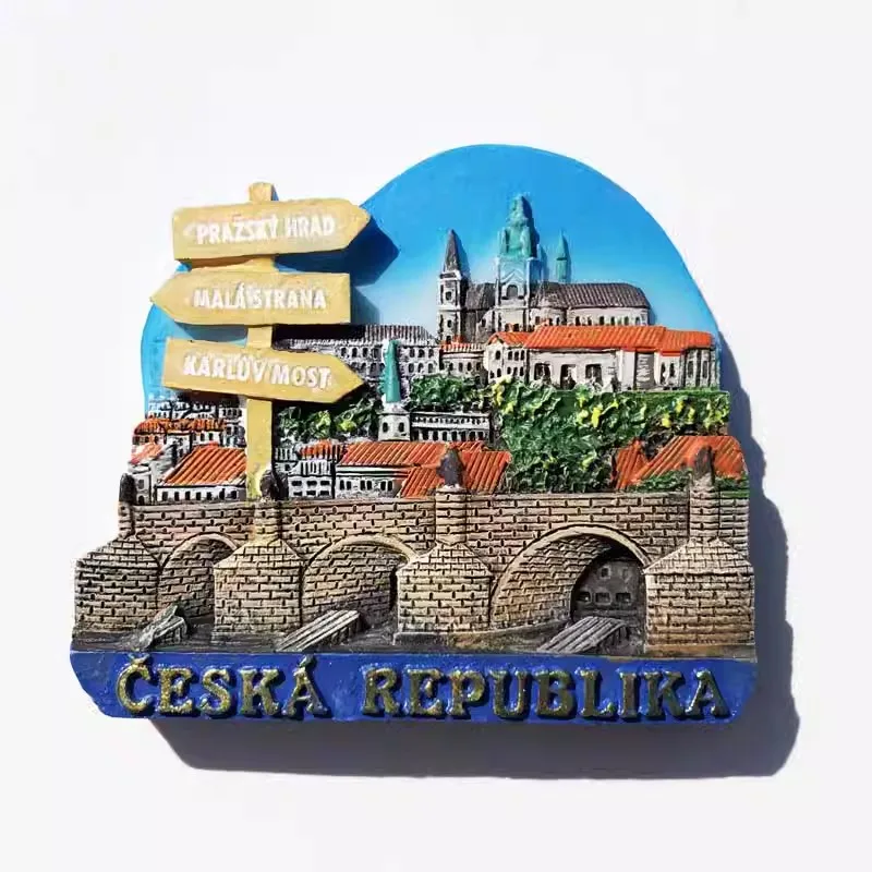 Czech landmark Chiang Mai Prague Castle tourism memorial decorative crafts resin magnet magnet refrigerator sticker