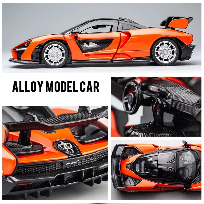 1:32 McLaren Senna Sports Car Model Metal Diecasts & Toy Vehicles Simulation Sound Light Collection Toys For Children