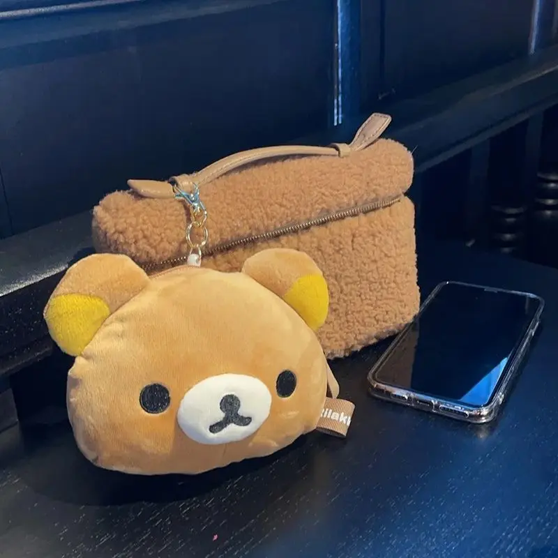 Rilakkuma Cartoon Peluche Borsa per carte di cambio Anime Cartoon Cute Carry Borsa per carte telescopica Borsa portachiavi in peluche Portafoglio portatile Giocattoli