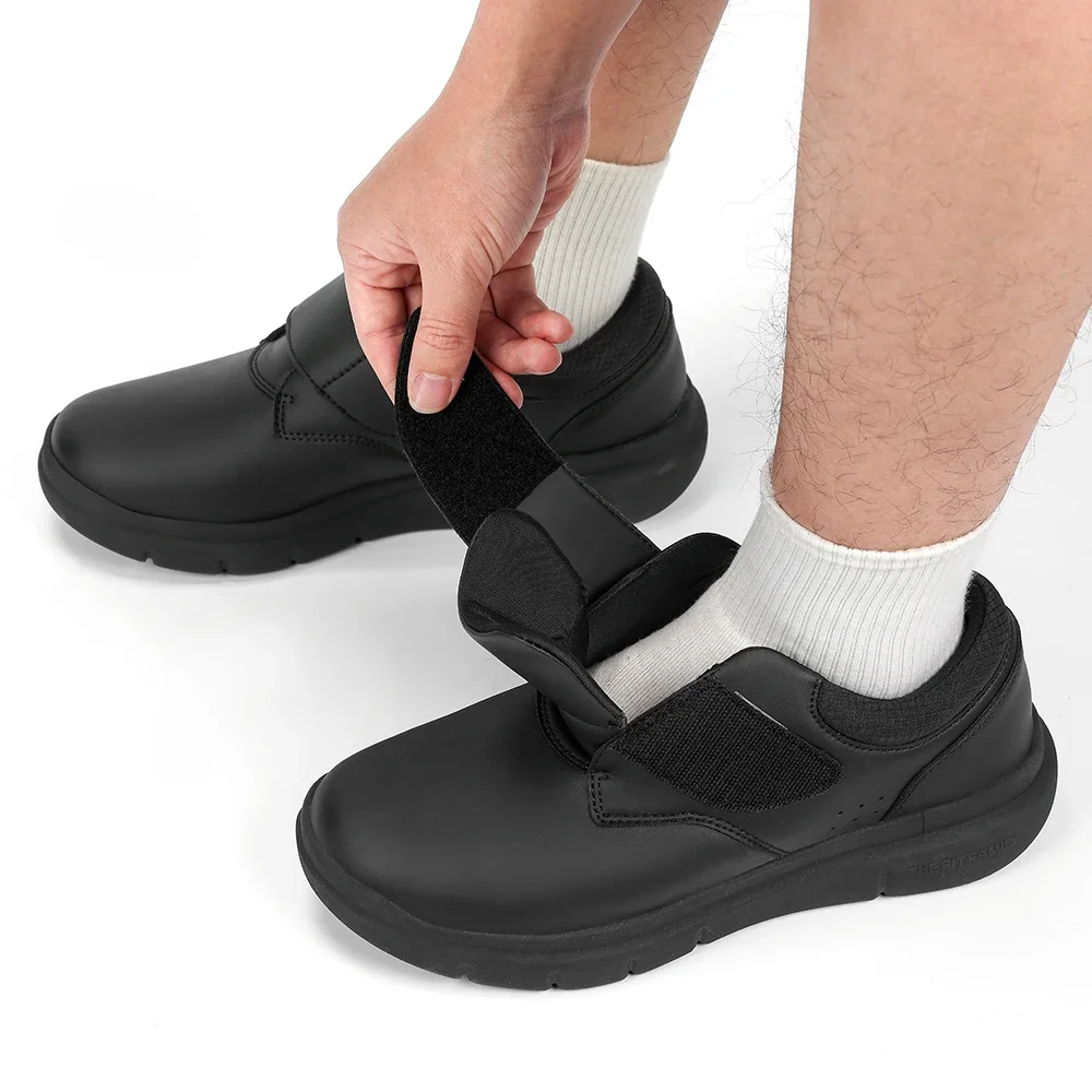 Extra breite Herrenschuhe, Leder, Diabetiker-Wanderschuhe für ältere Menschen, orthopädische Zehen, geschwollene Füße, rutschfest, mit Fußgewölbeunterstützung – Detail 6