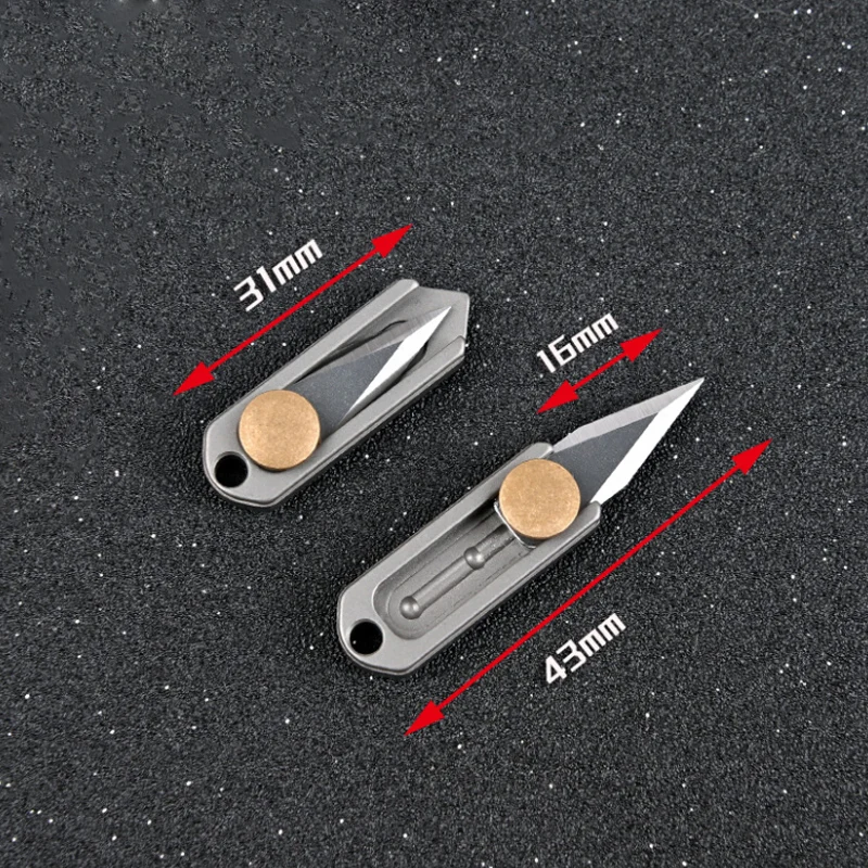 Pure Titanium Mini Push Knife Titanium Alloy Sharp Portable Edc Keychain Pendant Unpacking Express Opening