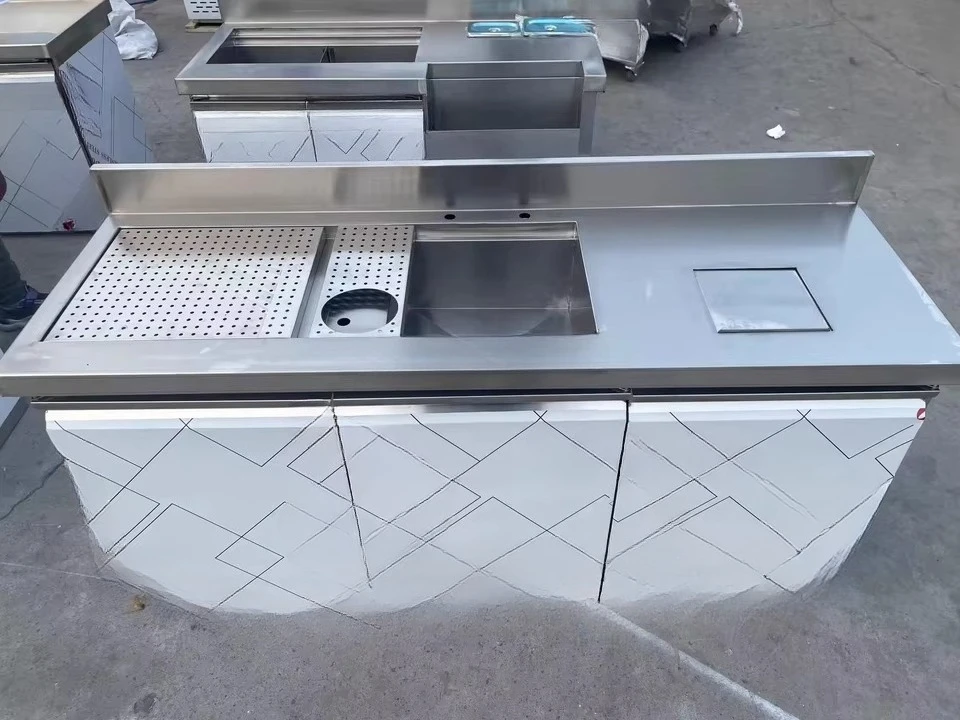 The Most Popular bar Store Equipment Refrigerator Bartender Station Stainless Steel Cocktail Station